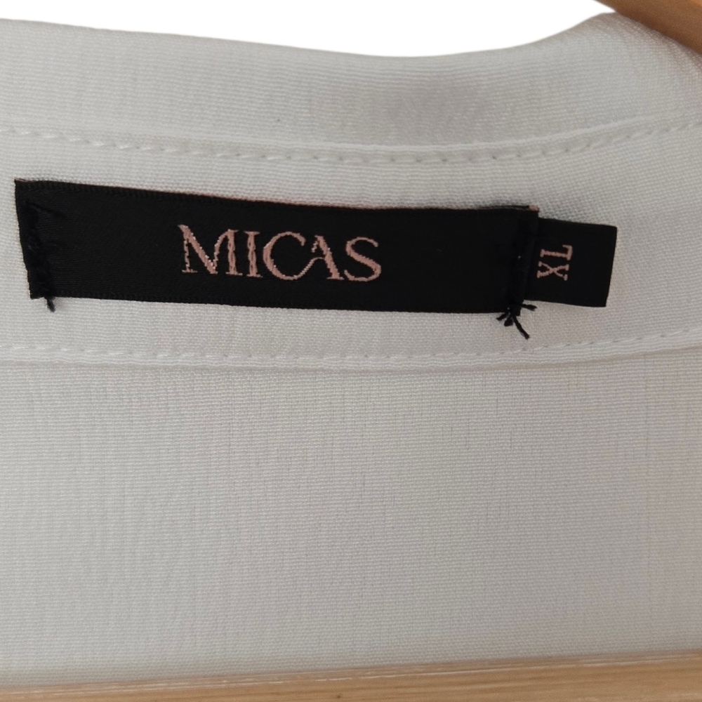 Micas White Wrap Blouse Dress Size XL - Picture 3 of 5